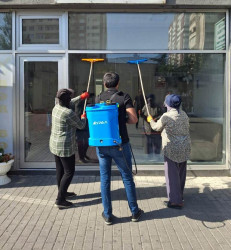 The streets of the capital were washed again